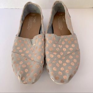 Toms gold polka dot shoes
